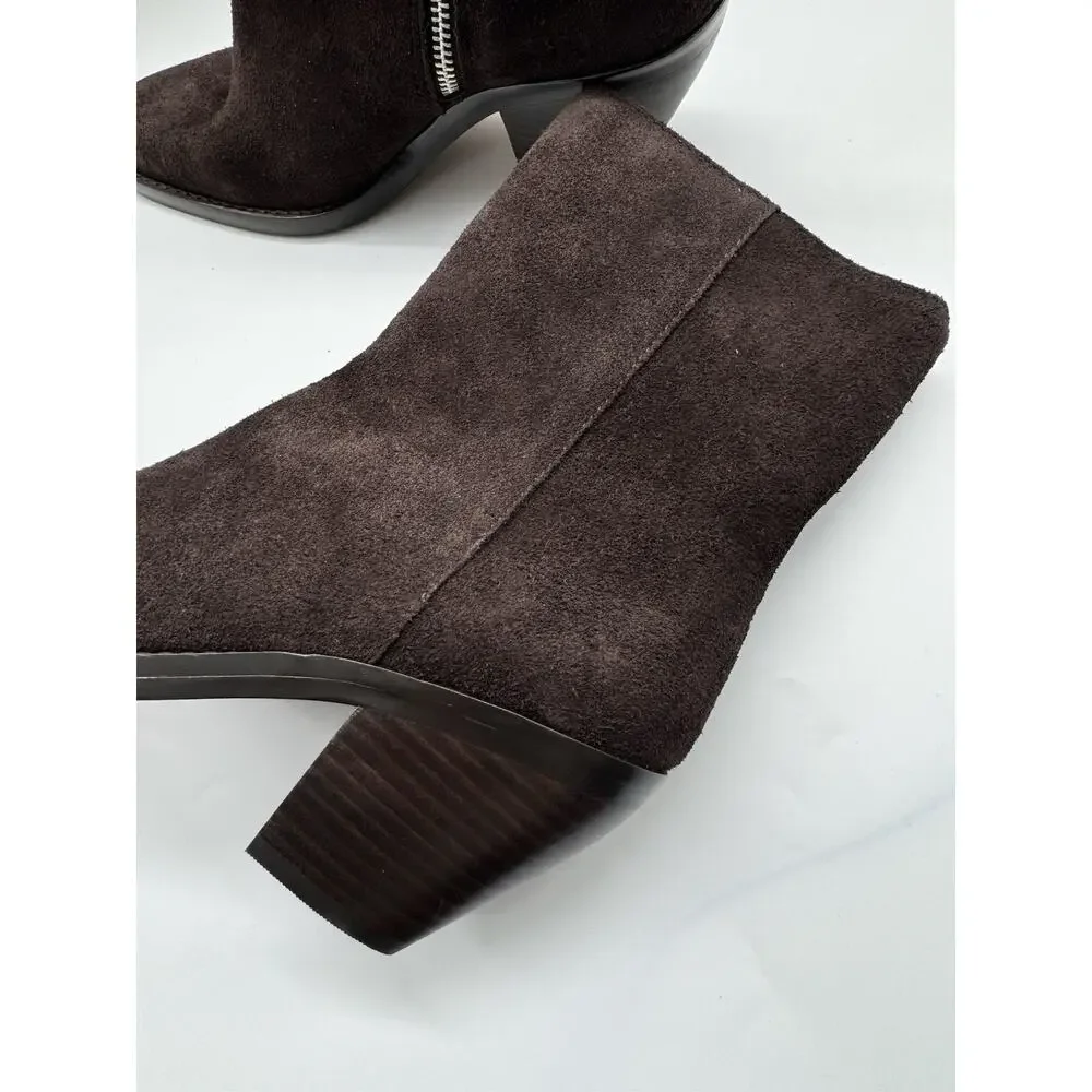 NWOB Madewell The Idris Side Zip Ankle Boot Coffee Bean Suede Leather Size 8